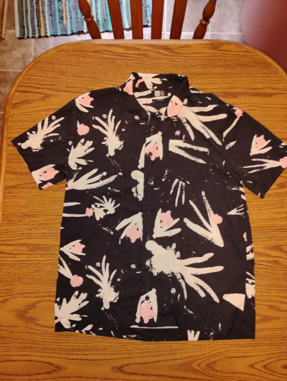 LRG Creative Society Abstract Floral Short Sleeve Button Up Shirt Men's Large